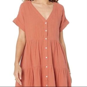 Madewell Terracotta Button-Front Mini Dress